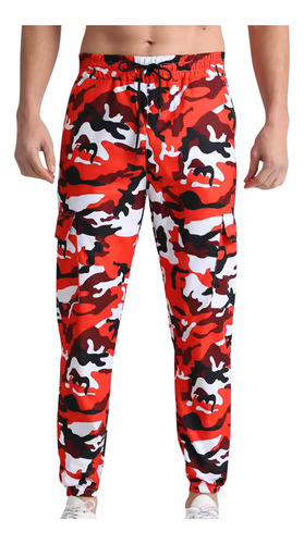 Pantalones Con Estampado De Camuflaje Con Bolsillos Elástico
