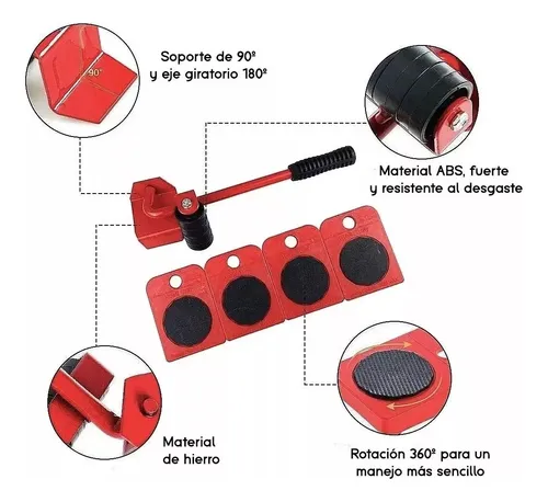 Soporte Base Para Mover Muebles Pesados 4 Ruedas Herramienta