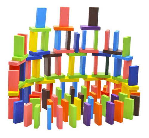 Juego De 120 Piezas Domino Toys Coloridos Bloques De Madera