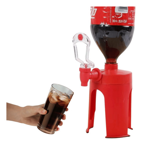 Suporte Com Torneira Dispenser Para Garrafa De Refrigerante Cor Vermelho