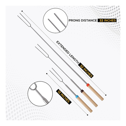 Palitos Para Asar Malvaviscos (paquete De 8), Extensibles, 3