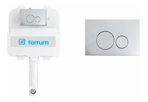 Imagen 1 de 6 de Combo Deposito Ferrum Embutir + Tapa Tecla Redonda Cromada