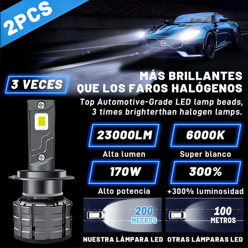 Faros Luz Led H7 H7 Alta/baja 30000lm 300w Para Volkswagen 2016-2021 Vento