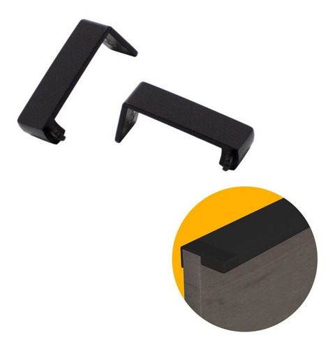 Ponteira Perfis Pe-183 A1318 Acabamento Preto 20 Mm 4 Pares