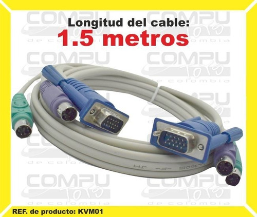 Adapte Cable Vga+ps2 A Kvm 1.8 M Ref: Kvm01 Computoys Sas