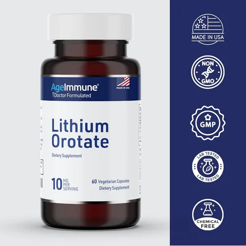 Orotato De Litio 10 Mg 60 Cápsulas Apoyo Memoria Bienestar E