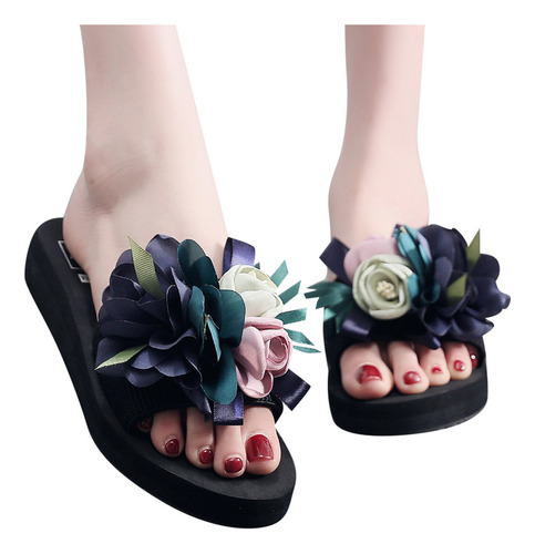 Sandalias De Verano Con Cuñas De Flores Bohemias Para Mujer,