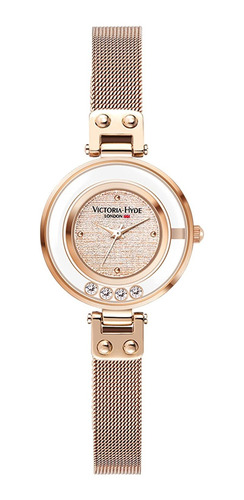Reloj Mujer Victoria Hyde Vh30097 Cuarzo 28mm Pulso Dorado