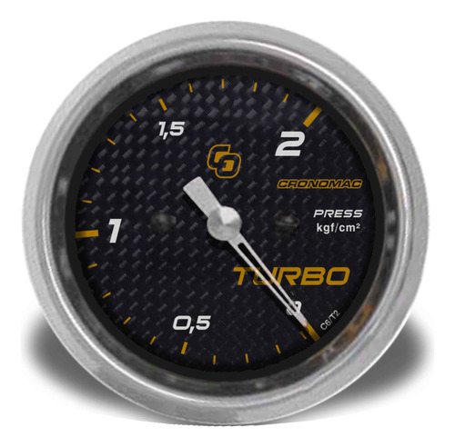 Manômetro Turbo 60mm Mecânico 2kg Carbono Cronomac