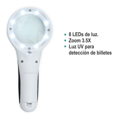 Imagen 4 de 5 de Lupa De Mano Luz Led Proskit Con Deteccion De Billete Falso Modelo Ma-019