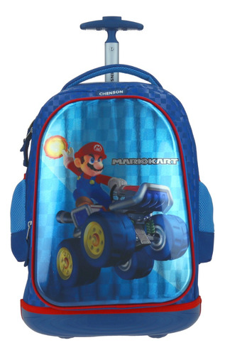 Mochila Escolar Grande Chenson Con Baston Y Ruedas Con Luz Mario Bros Kart Mb65720-9 Markt Carro De Fabrica Reforzado