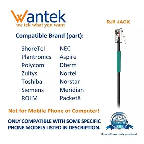 Wantek audífonos de diadema con cable para teléfono con cancelación de  ruidos. micrófono para ShoreTel Plantronics, Polycom, Zultys, Toshiba, NEC