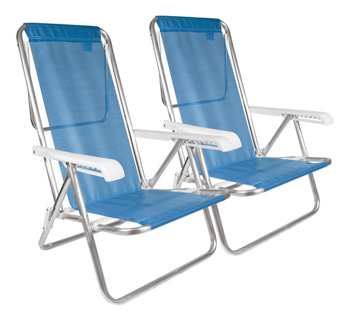 Reposera Sillón Playa X 2 Camping 8 Pos. Aluminio Mor Ct