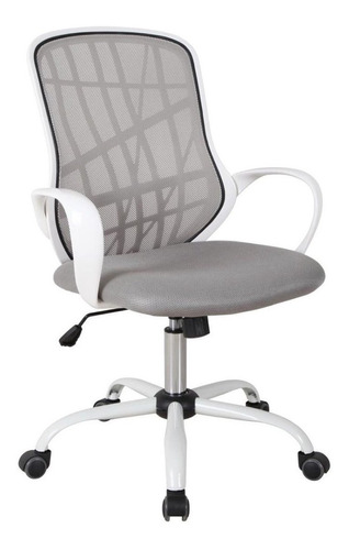 Silla de escritorio ADS Desert ergonómica  gris y blanca con tapizado de mesh