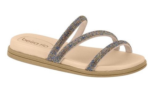 Sandália Slide Flat Beira Rio Papete Strass Brilho 8488 Moda