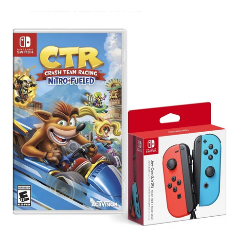 Joy Con Neon Azul Y Rojo + Crash Team Racing Nintendo Switch