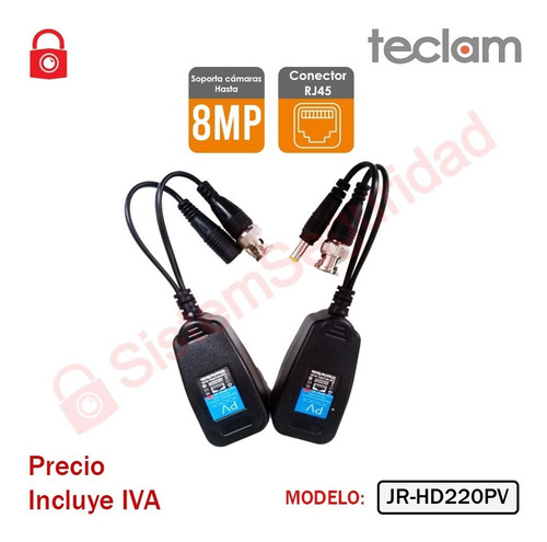 Imagen 1 de 3 de Pareja De Video Balum Rj45 Para Cctv Jr-hd220pv Teclam