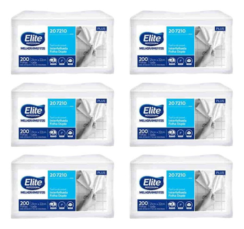 Kit 6 Papel Toalha Dupla Elite Plus 207210 Interfolha 1200 F