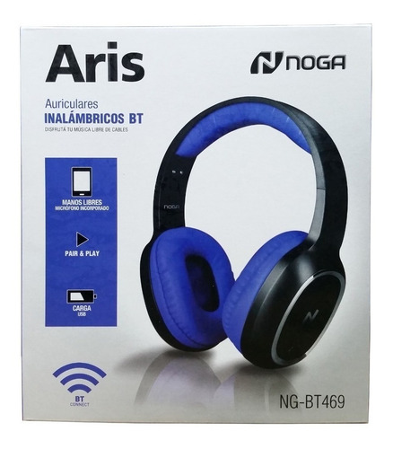 Imagen 2 de 2 de Auricular inalámbrico Noga Aris NG-BT469 azul y negro