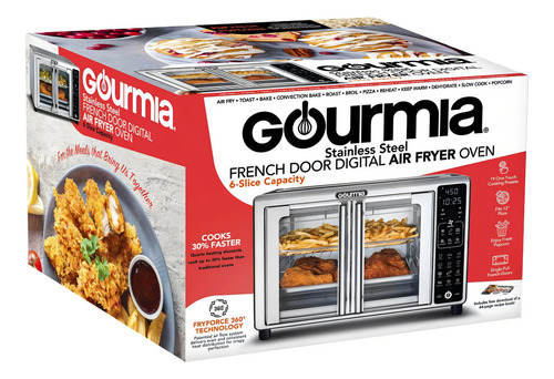 Freidora De Aire Gourmia Horno Digital Pantalla 19 Funciones Color Plateado