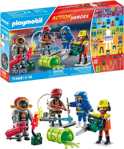 Playmobil Myfigures Bomberos 70pc 4fig Intercambiables 71468 Bomberos