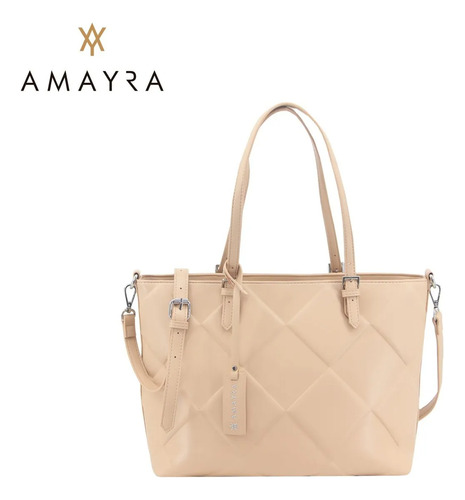 Cartera Bolso Amayra Mujer Camel Grande Tote 67.c2699.2 Beige Lisa Níquel Beige