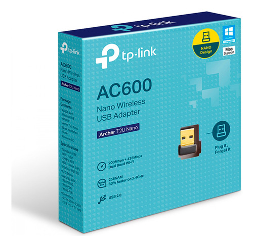 Adaptador Tp-link Archer T2u Nano Ac600 Wireless Dual Band