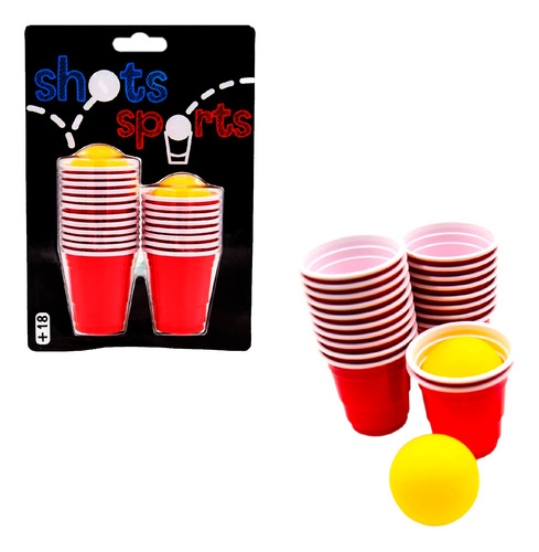 5 Mini Beerpong Shot Sport 100 Vasos Y 10 Pelotas De Pinpong