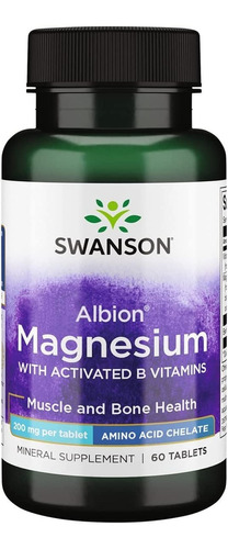 Swanson Albion Glicinato De Magnesio 60 Tabletas Sabor Sin Sabor