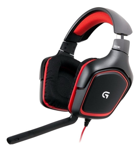 Fone de ouvido over-ear gamer Logitech G Series G230 981-000541 preto e vermelho