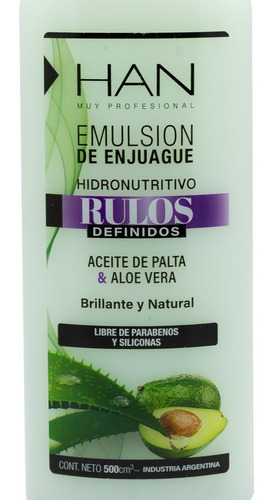 Imagen 3 de 5 de Acondicionador Han Curly Girl Hidronutritivo Rulos 500ml