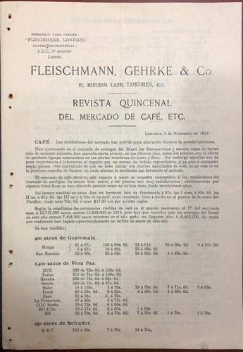 Revista Del Mercado Exportación Café Cacao Fleischmann 1913