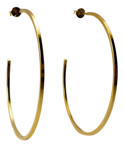 Brinco Argola Grande Gabs Folheado Ouro 8cm Fio Dourado
