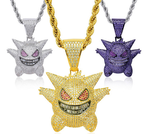  Gengar Cadena De Oro Hombre Hip Hop Collares De Diamantes