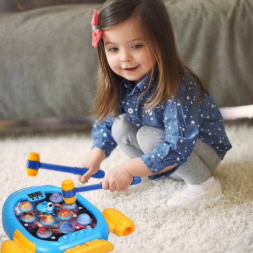 Juego Interactivo De Topo De Golpe Juguete Eléctrico Espacial Whack-a-mole (martillo Doble, Pilas Aa No Incluidas)