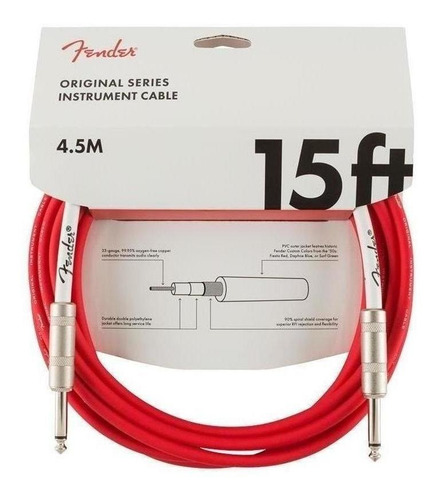 Fender Original Series Instrument Cable, 15', Red, Cable