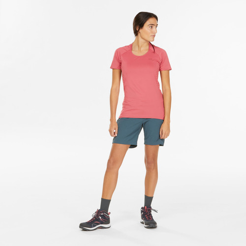 Playera De Senderismo Rosa Rayas Para Mujer Mh500 Quechua