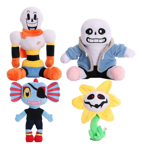 4pcs/set Undertale Papyrus Sans Undyne Flowey Peluche Muñeca