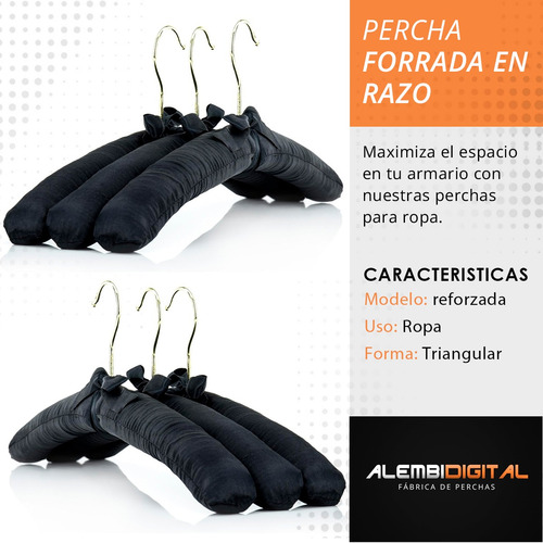 Pack X 10 Percha Madera Forrada Acolchada Tela De Raso