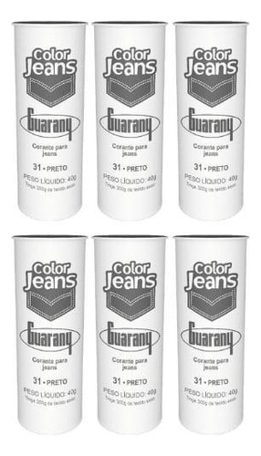 Tinta Tecido Corante (6u) Color Jeans Tintol Guarany Preto