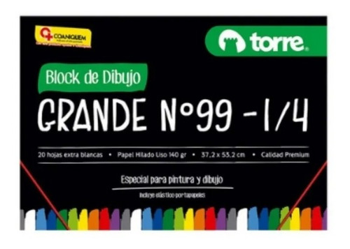 Block De Dibujo Doble Faz Grande N°99 1/4 Torre