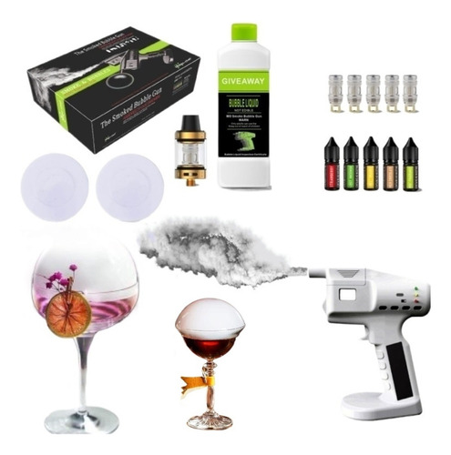 Cocktail Smoke Bubble Gun Kit, Handheld Cold Smoke Maker