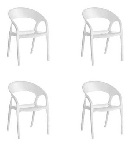 Cadeira de jantar Kappesberg Glass Plus, estrutura de cor  branco, 4 unidades