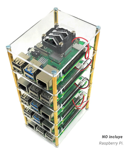 Raspberry Pi Rack Servidor En Acrílico Para Pi 4 O Pi 3b Plu