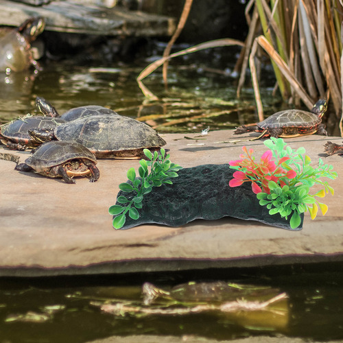 Plataforma De Tortuga Para Acuario, Isla Flotante Activa