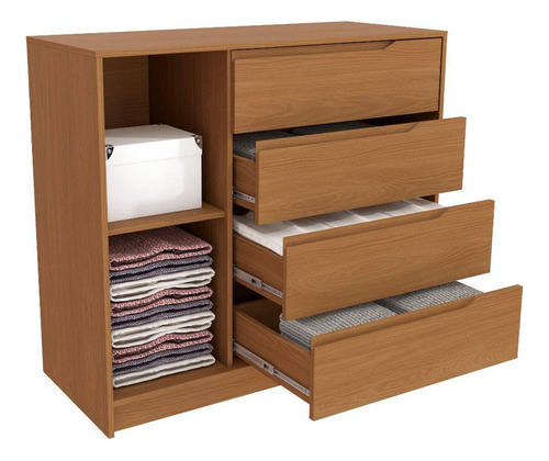 Cômoda Kappesberg 4 Gavetas 1 Porta R260 Cor Canela