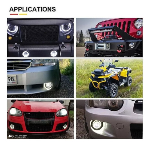 Par De 4 Faros Antiniebla Led Universales Jeep Wrangler D