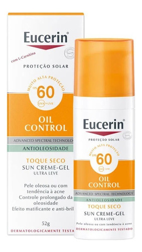 Protetor Solar Sun Oil Control Fps 60 Facial 50ml Eucerin