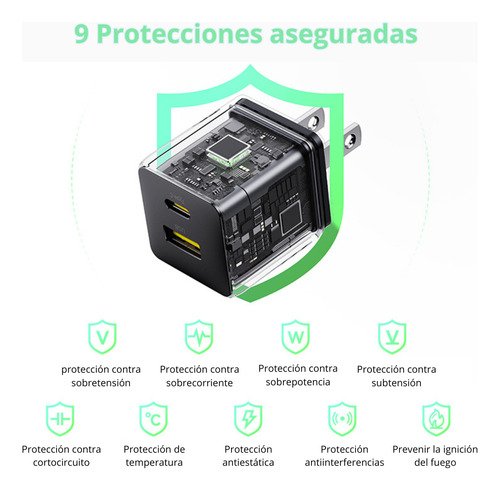 Kit Baseus 2 Cubos De Carga 2 Puertos Usb A+ Tipo C 30 W Carga Rápida Color Blanco + Color Negro iPhone 15/14/13/12/11/pro/pro Max/xs/xr, Galaxy S23 Ultra, Google Pixel 7, Macbook Air, iPad Pro