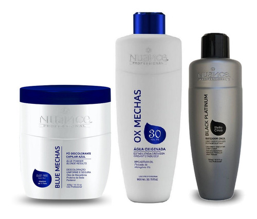 Imagem 1 de 4 de Matizador Black Nuance+ Po Descolorante + Ox 30 Kit 3 Itens